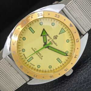 Vintage 1980 Henri Sandoz Manual Mens Silver Watch W/Mesh Strap